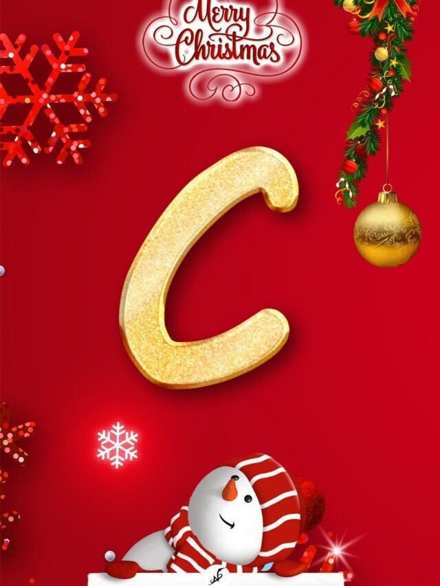 C Name Art Merry Christmas Wishes C Whatsapp Status Alphabet Wallpaper
