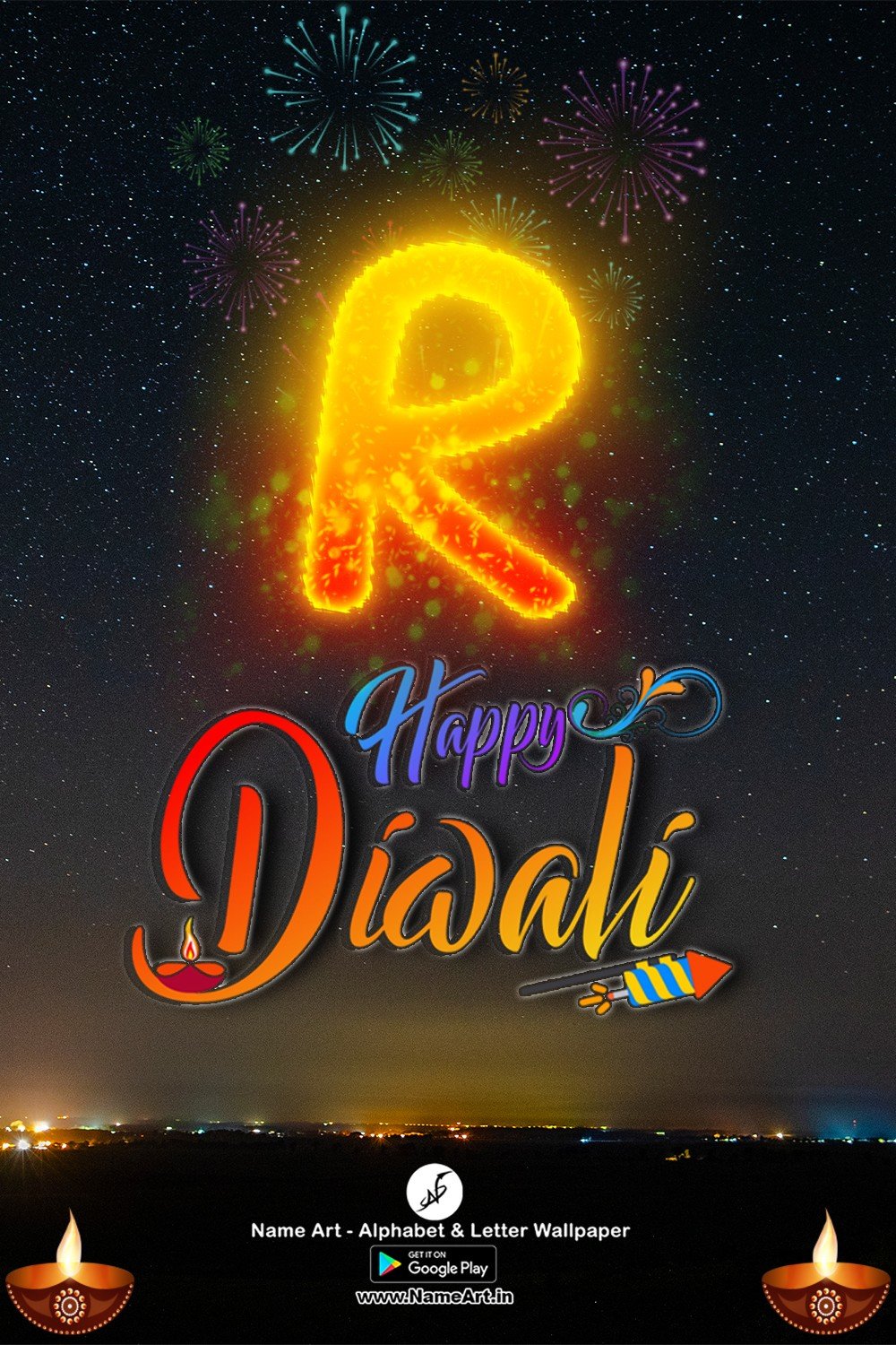 R Name Art Happy Diwali And rangoli Desing And Happy New Year