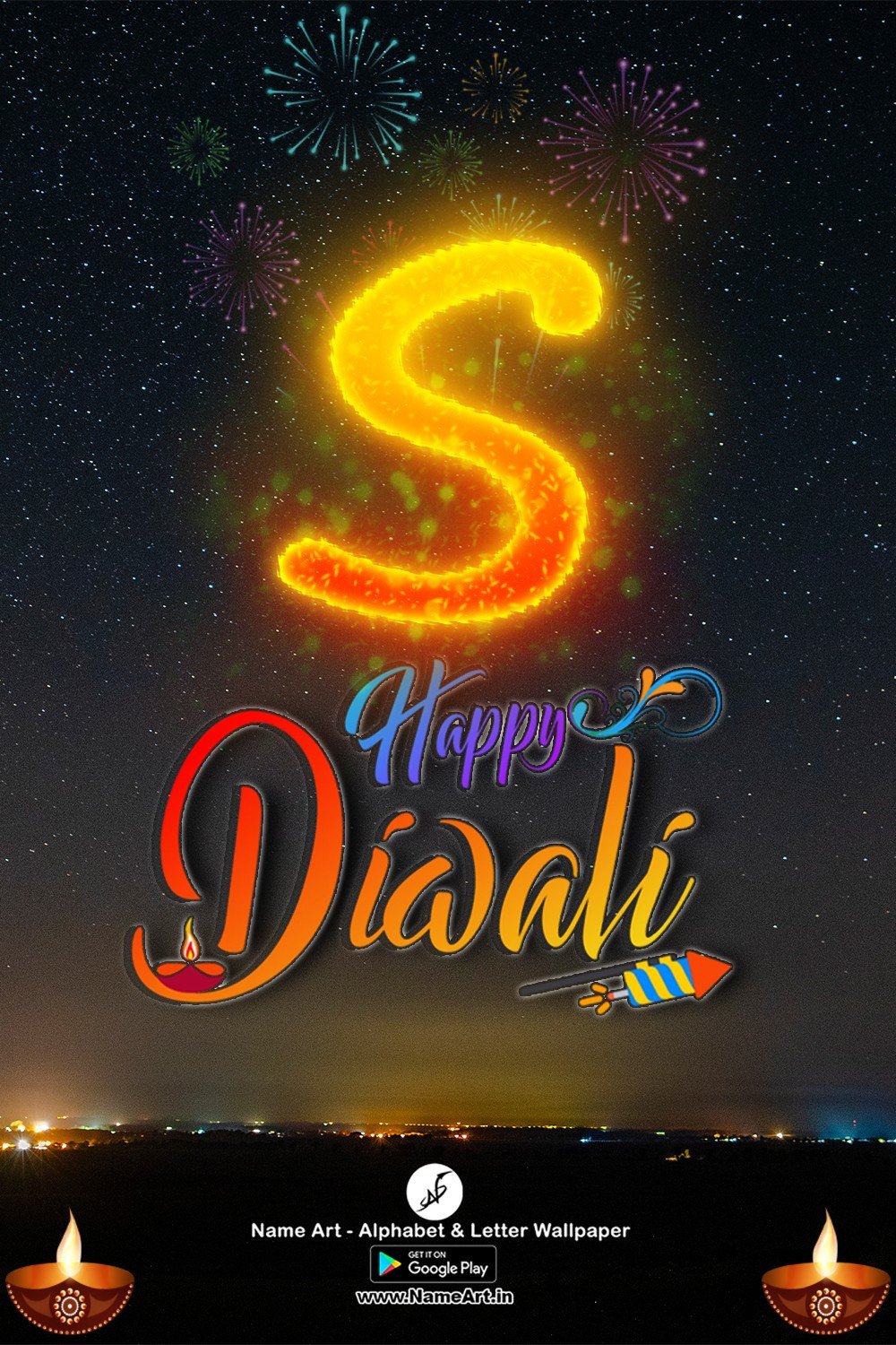 S Name Art Happy Diwali And rangoli Desing And Happy New Year