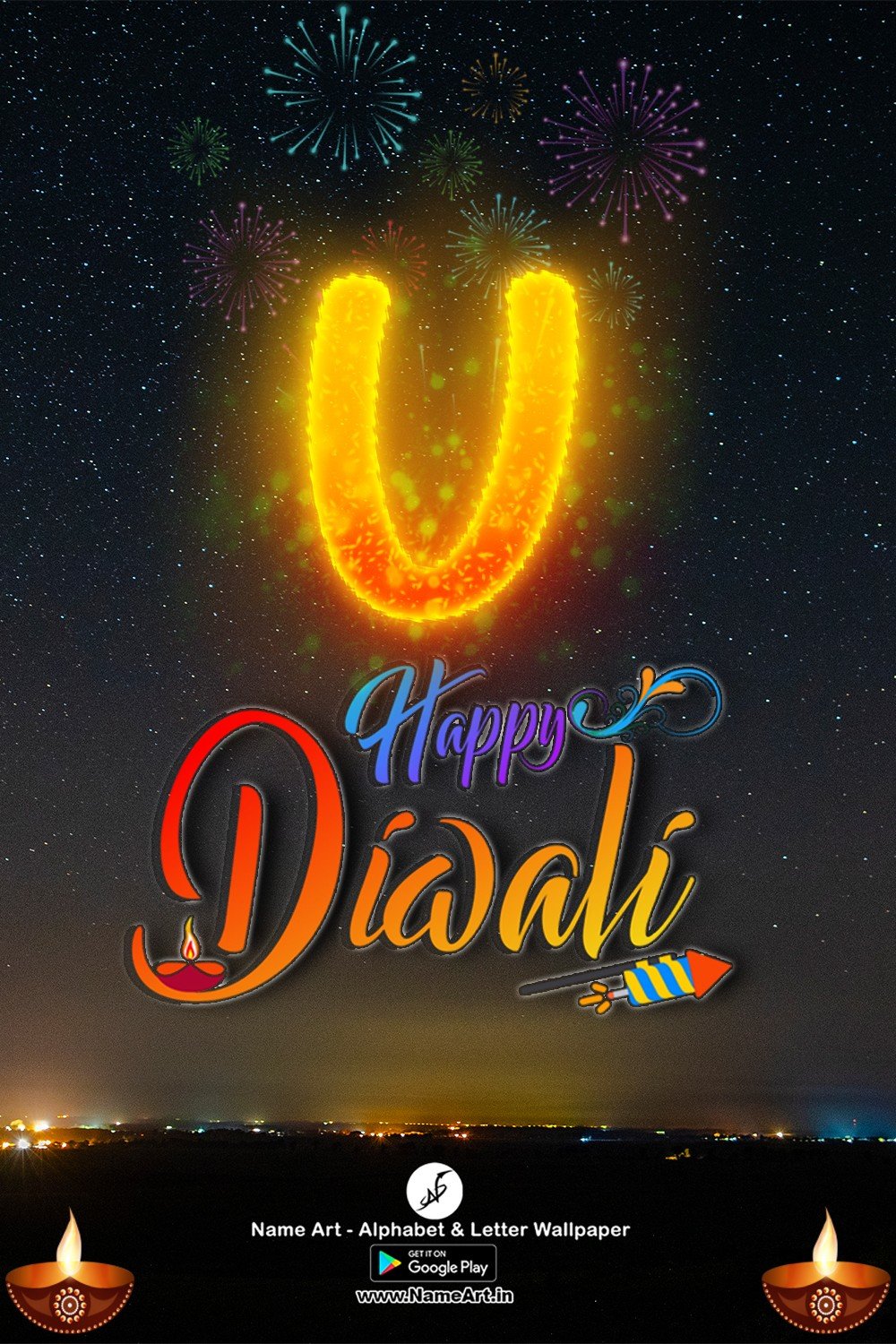 U Name Art Happy Diwali And rangoli Desing And Happy New Year